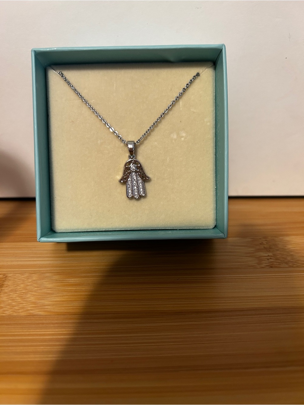 Mary Jane Silver Hamsa Hand Pendant Necklace